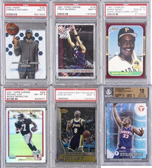 1987-2000s Assorted Brands Multi-Sports Graded Collection (6 Different) Including Bryant, Bonds and More! 